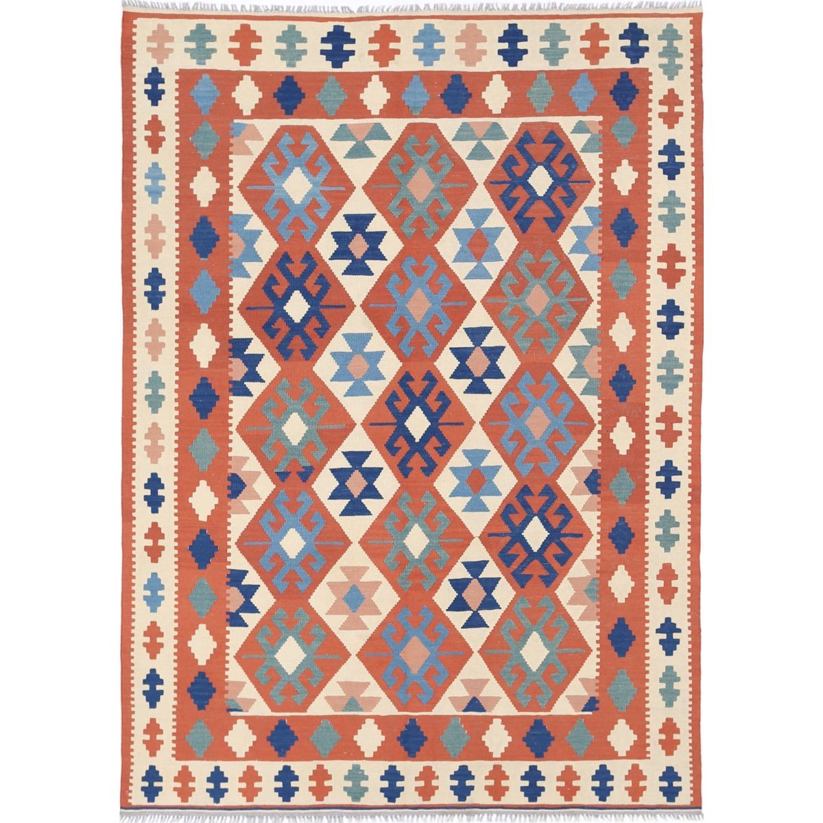 Kafkaas 6x8 Hand Woven Washable Wool Rug - Colorful