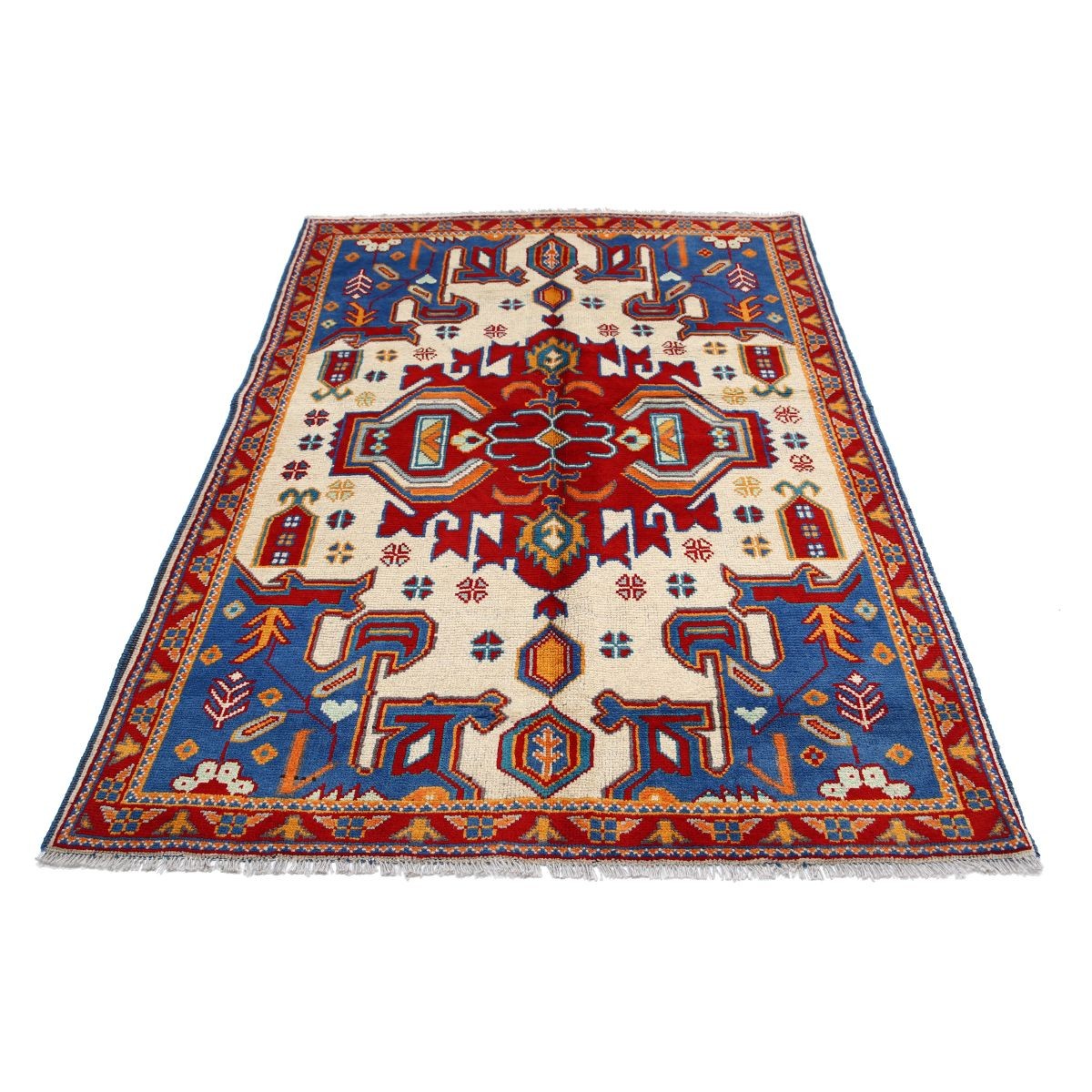 Revival 5x7 Handmade Double Knotted Washable Wool Rug - Colorful