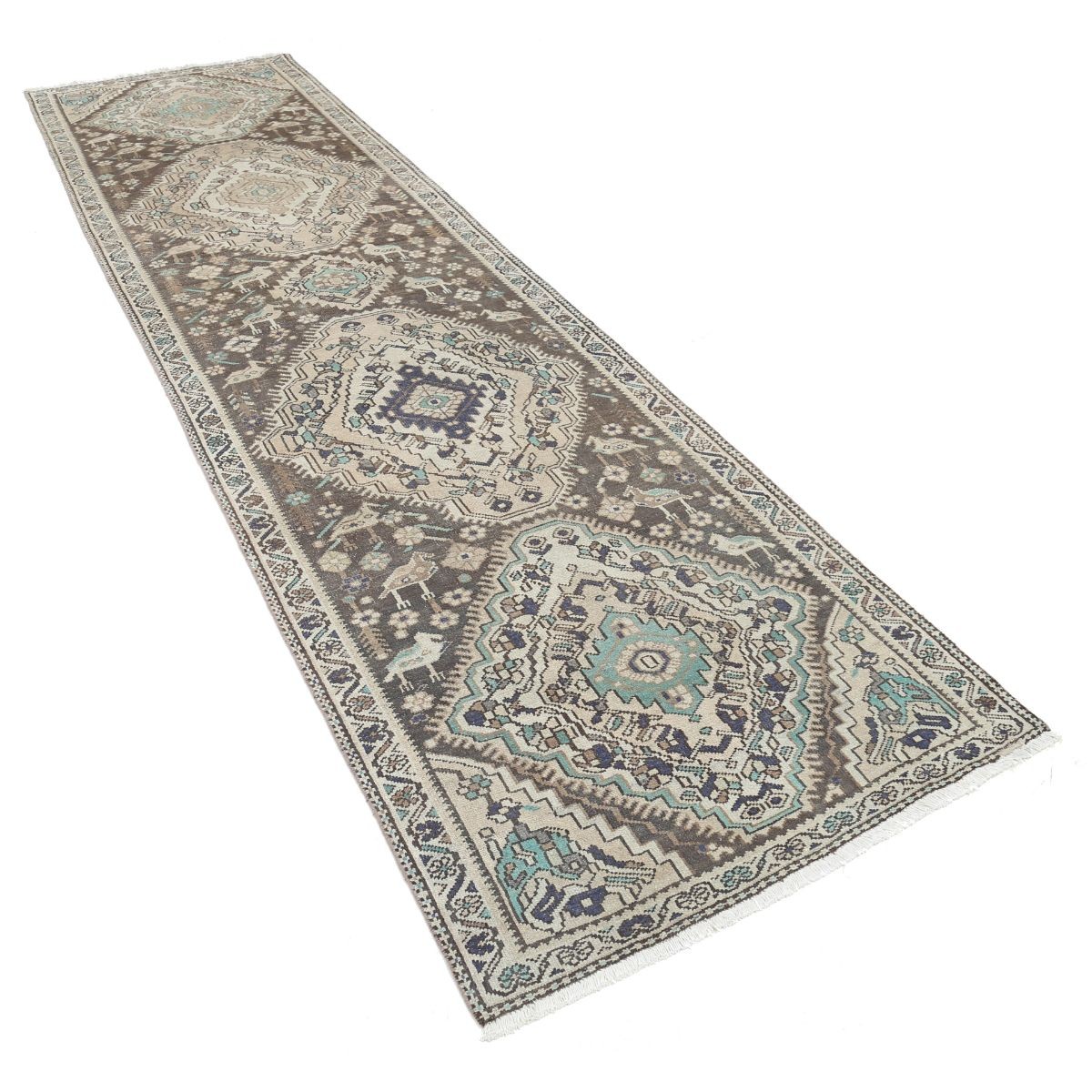 Vintage 3x11 Handmade Double Knotted Washable Wool Runner - Soft Hues