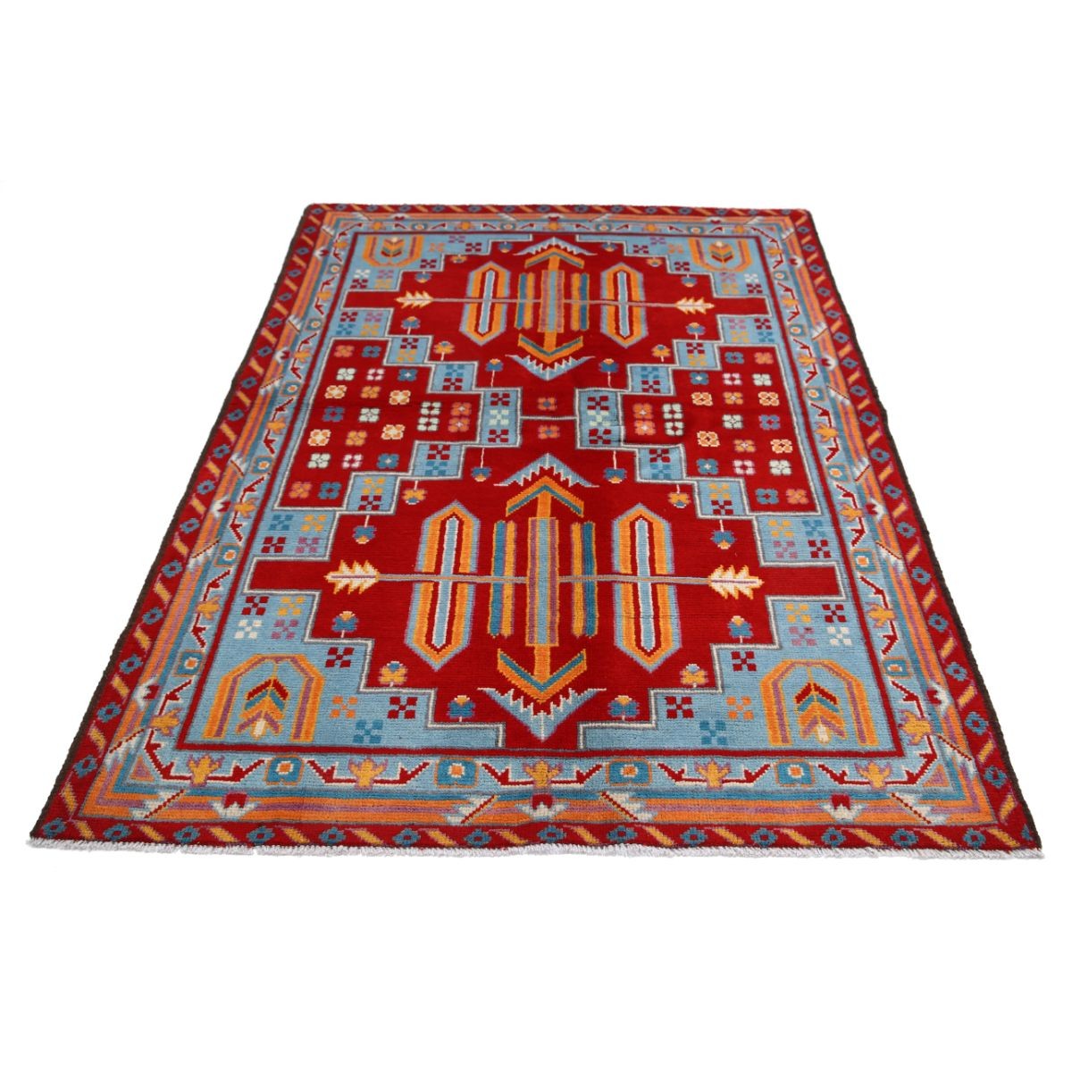 Revival 5x7 Handmade Double Knotted Washable Wool Rug - Colorful