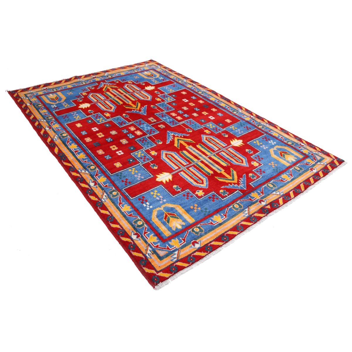 Revival 6x8 Handmade Double Knotted Washable Wool Rug - Colorful
