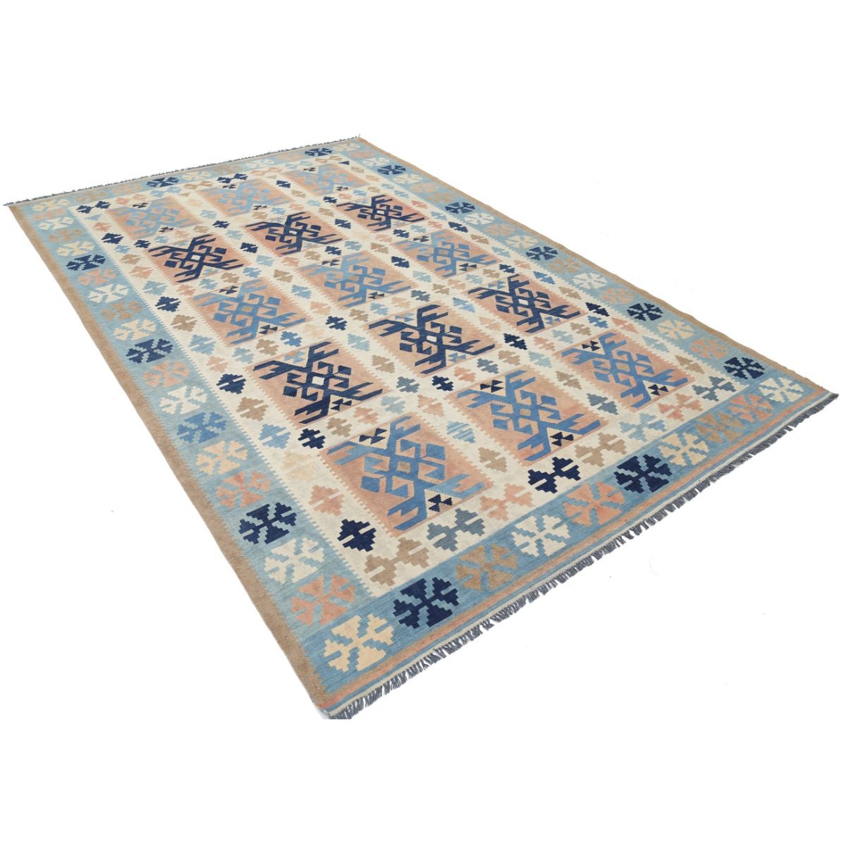 Kafkaas 7x10 Hand Woven Washable Wool Rug - Colorful