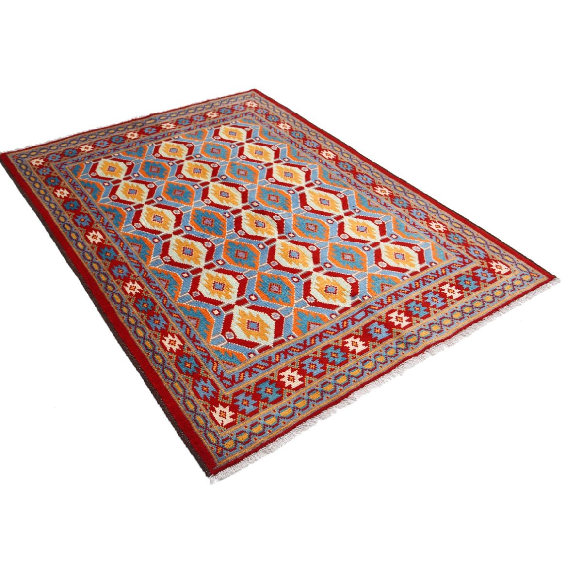 Revival 5x7 Handmade Double Knotted Washable Wool Rug - Colorful