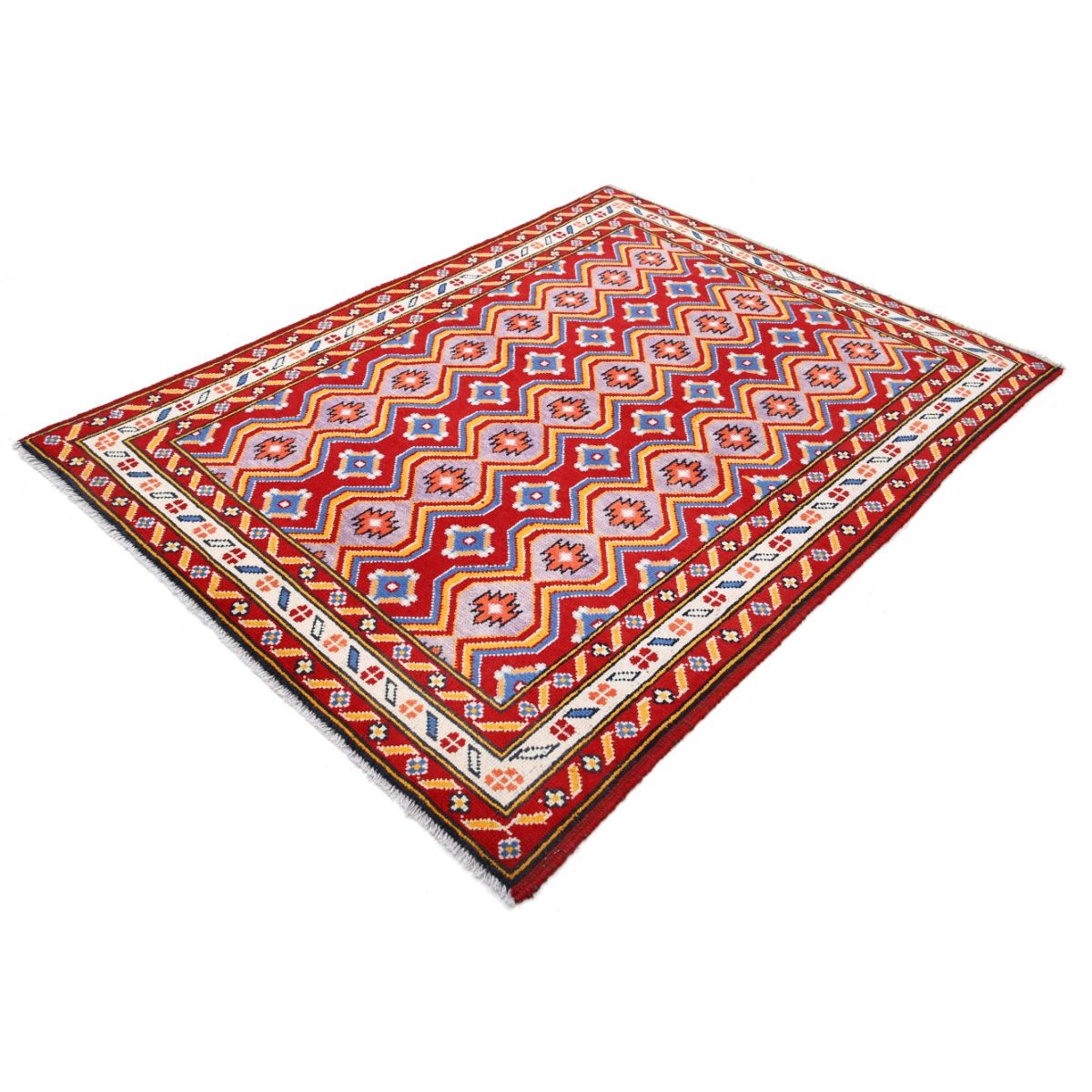 Revival 5x7 Handmade Double Knotted Washable Wool Rug - Colorful