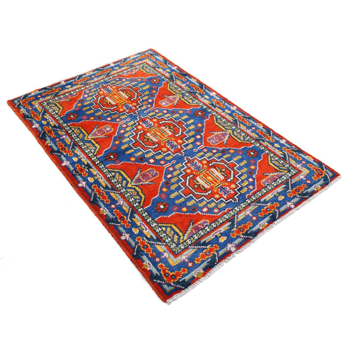 Revival 3x5 Handmade Double Knotted Washable Wool Rug - Colorful