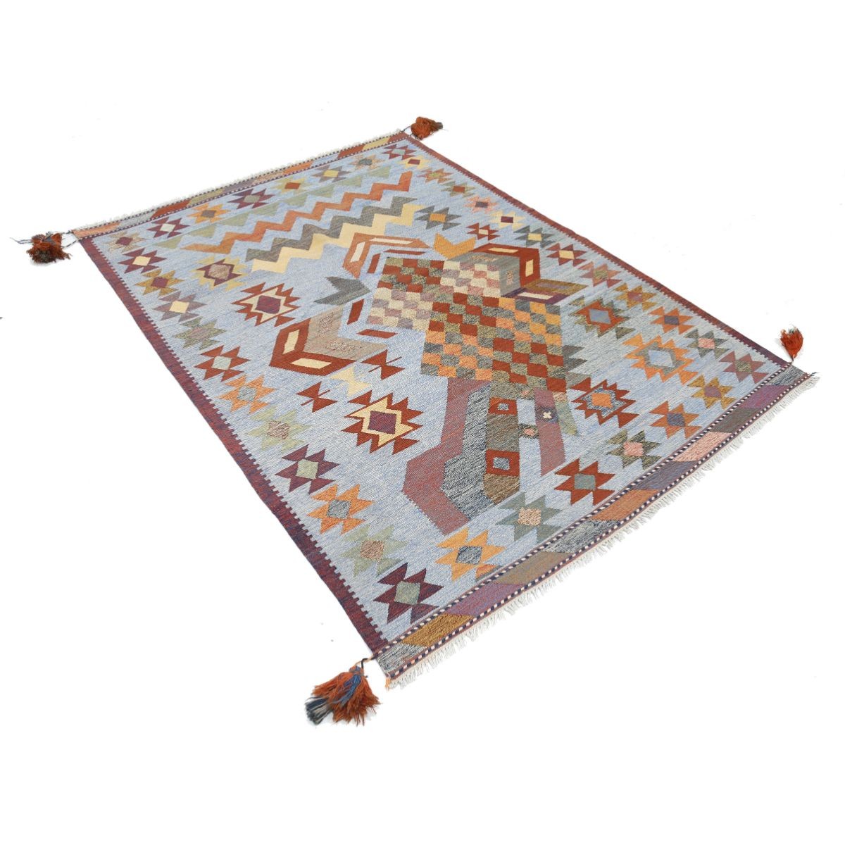 Kafkaas 5x7 Hand Woven Washable Wool Rug - Colorful