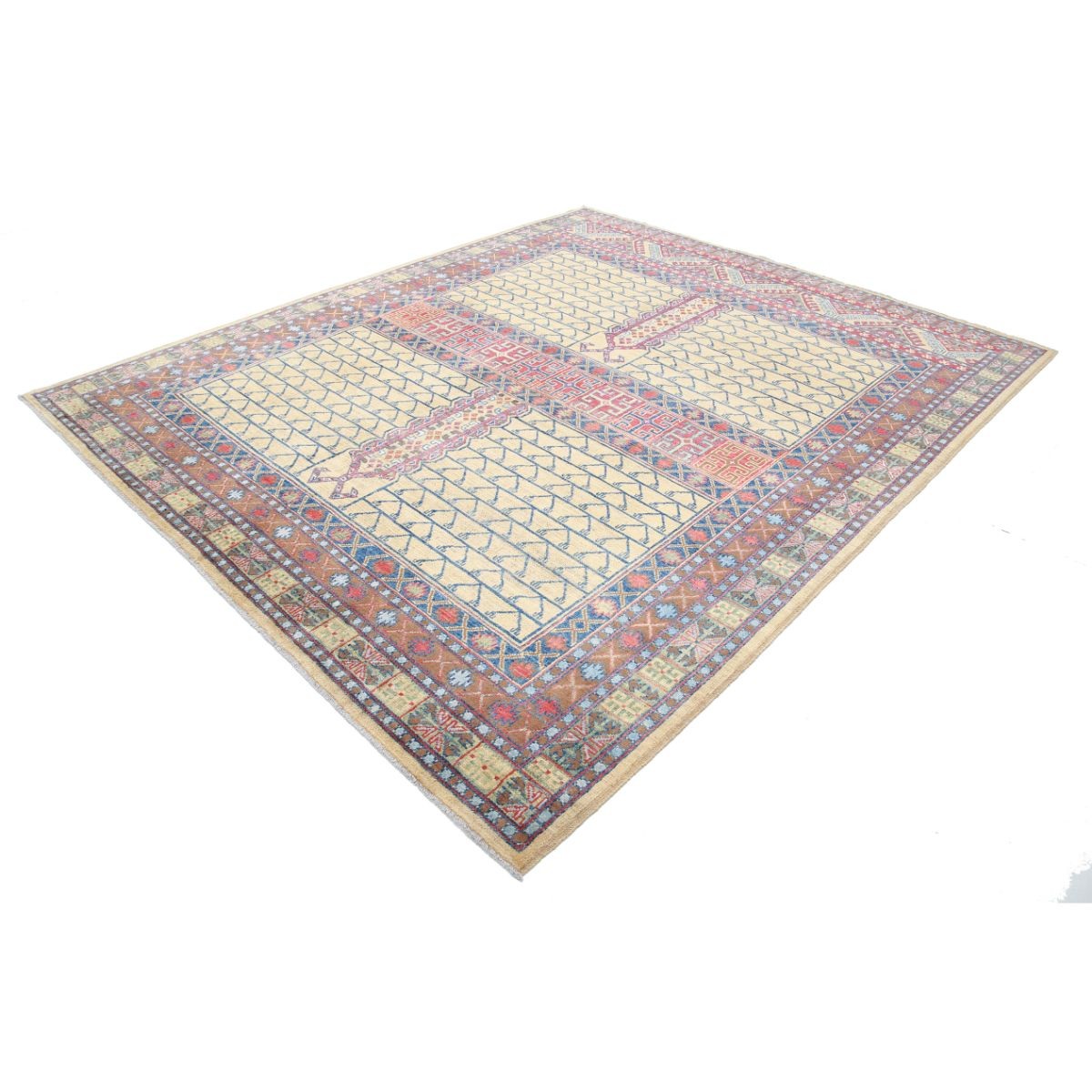 Revival 8x10 Handmade Double Knotted Washable Wool Rug - Colorful