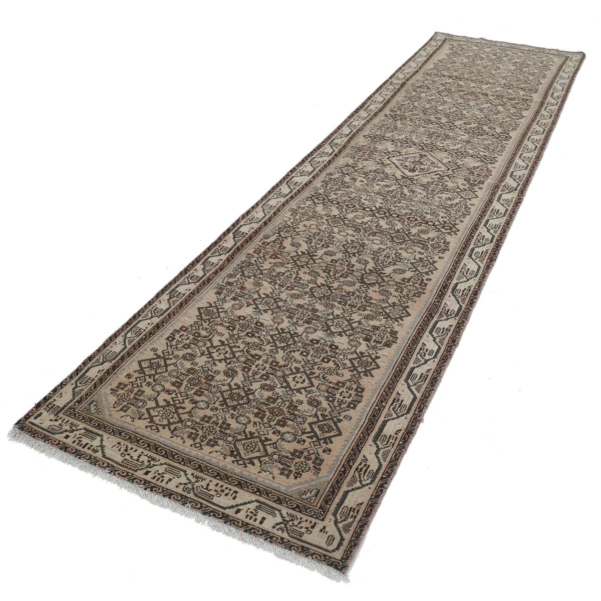 Vintage 3x12 Hand-Knotted Washable Wool Runner - Soft Hues