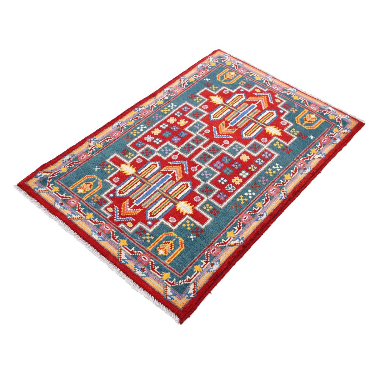 Revival 3x4 Handmade Double Knotted Washable Wool Rug - Colorful