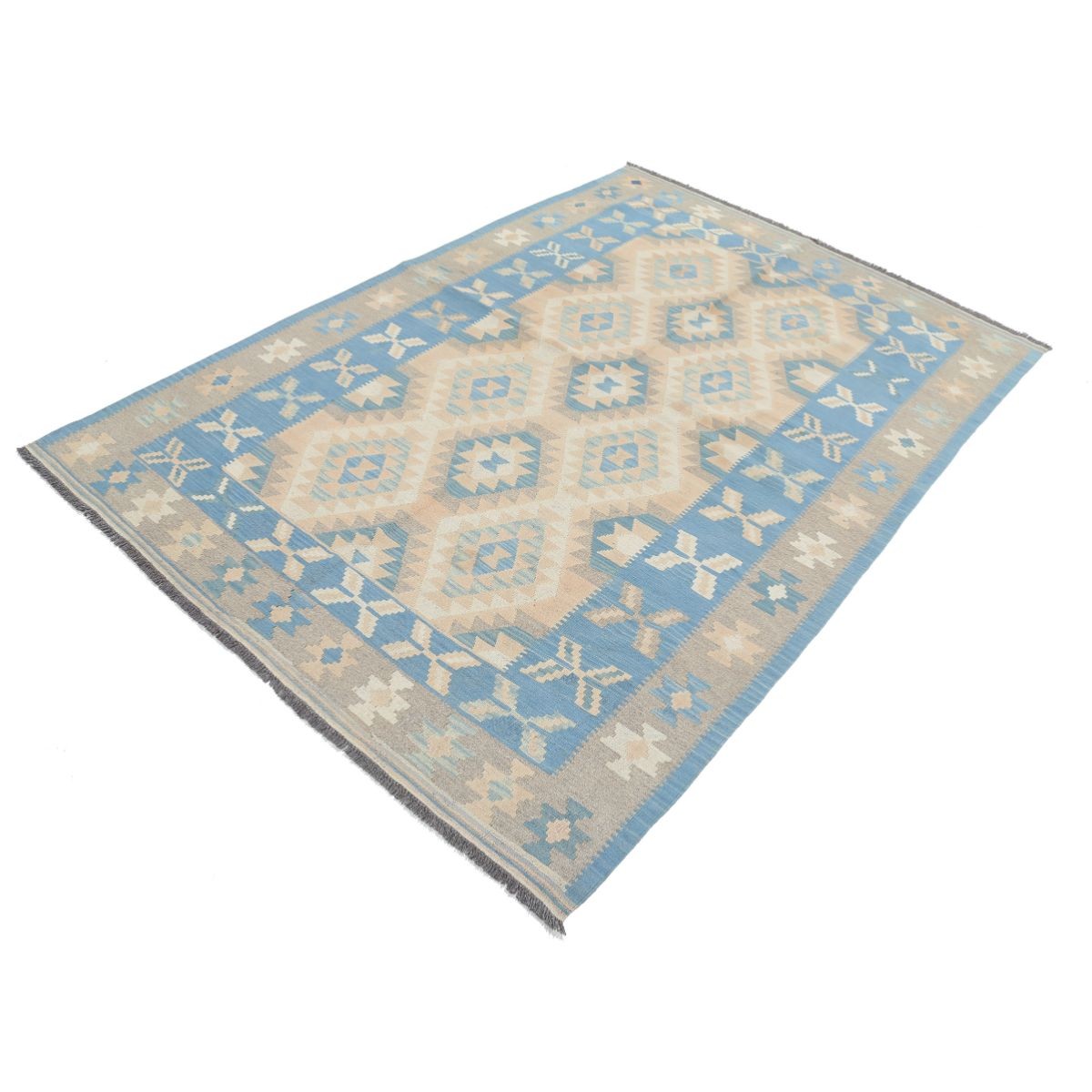 Kafkaas 5x7 Hand Woven Washable Wool Rug - Soft Hues