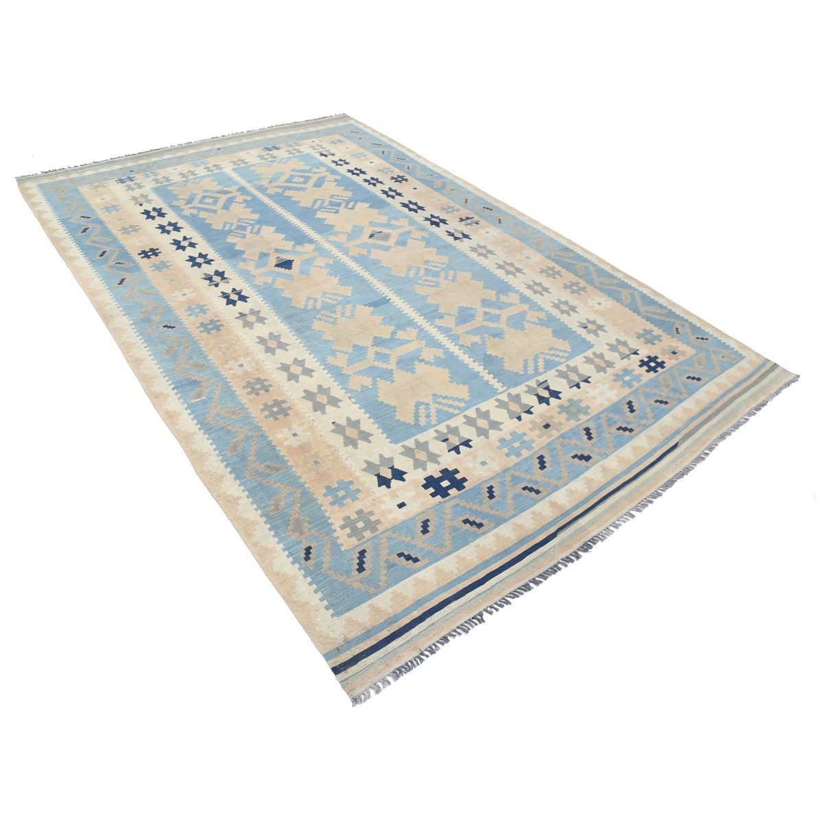 Kafkaas 6x10 Hand Woven Washable Wool Rug - Soft Hues