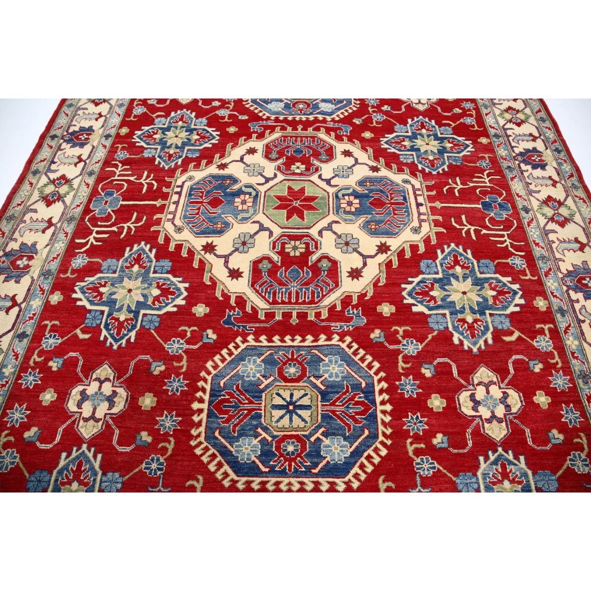 Kazak 8x10 Handmade Double Knotted Washable Wool Rug - Colorful