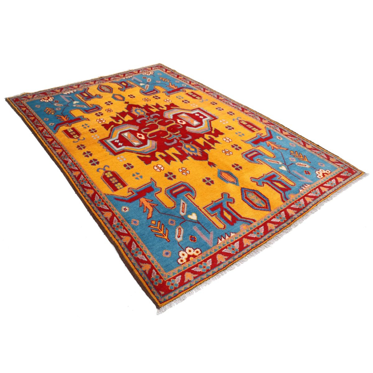 Revival 6x8 Handmade Double Knotted Washable Wool Rug - Colorful