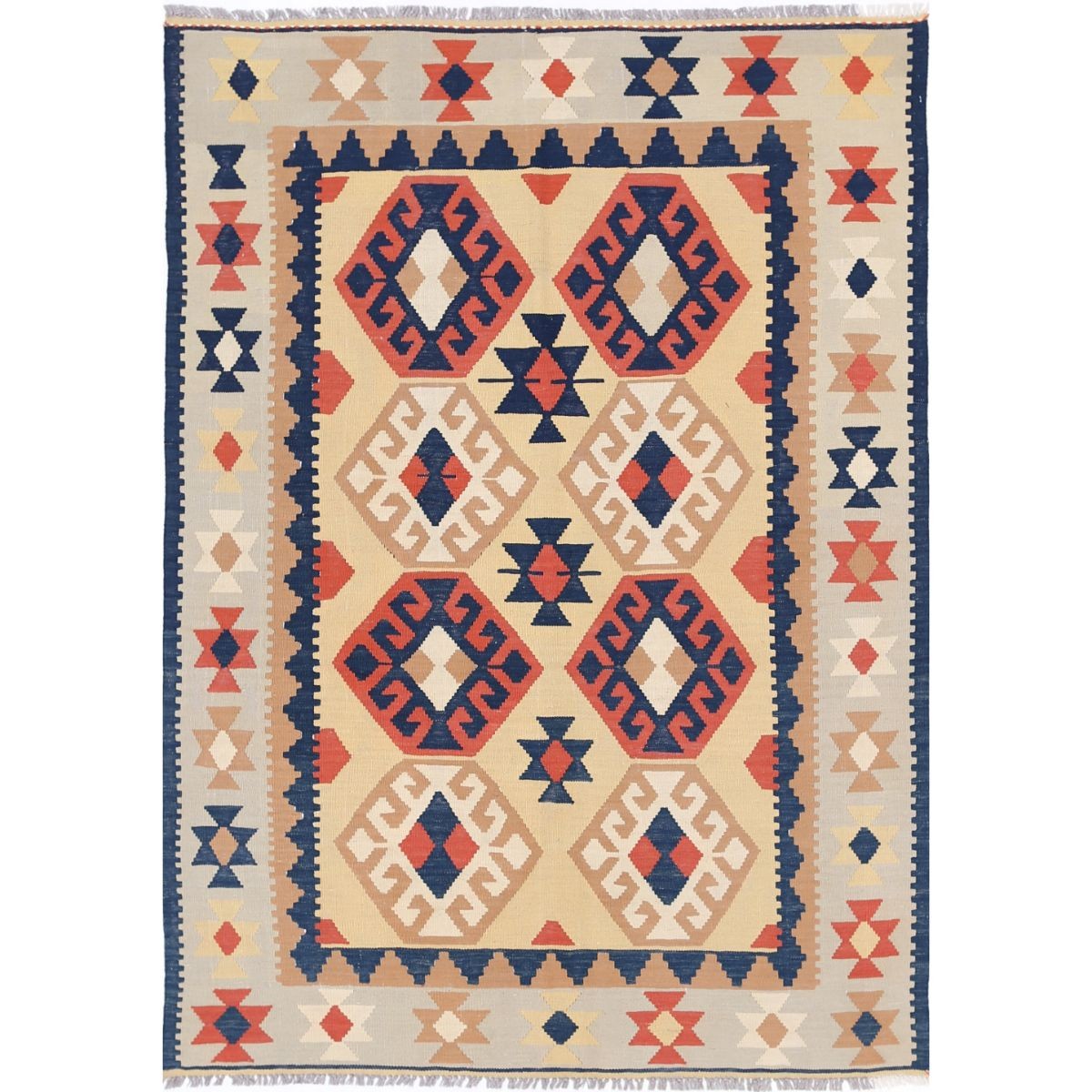 Kafkaas 5x6 Hand Woven Washable Wool Rug - Colorful