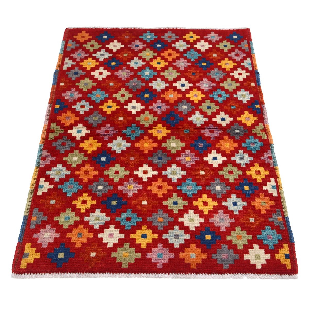 Revival 3x4 Handmade Double Knotted Washable Wool Rug - Colorful