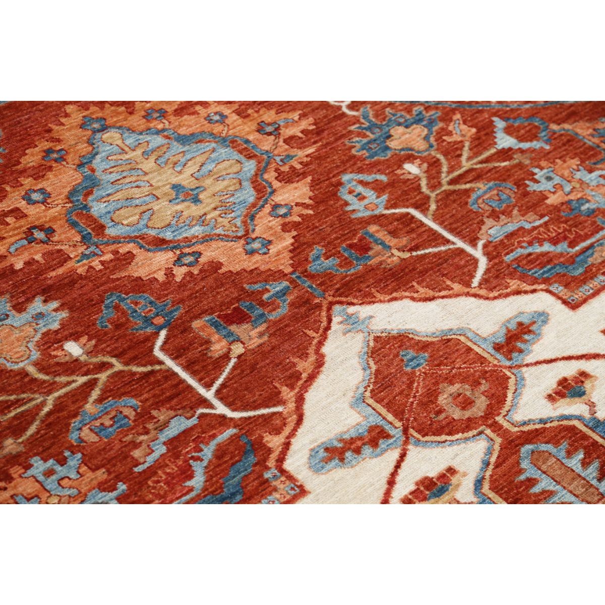 Heriz 9x11 Handmade Double Knotted Washable Wool Rug - Colorful