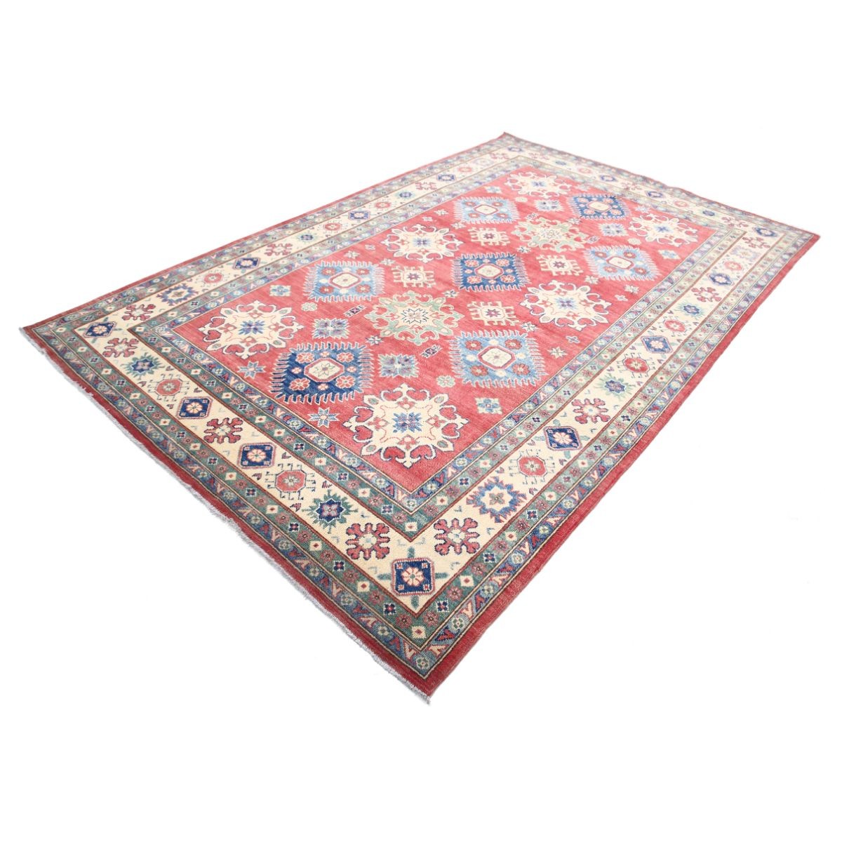 Kazak 7x10 Handmade Double Knotted Washable Wool Rug - Colorful