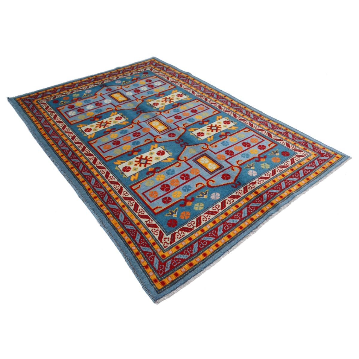 Revival 6x8 Handmade Double Knotted Washable Wool Rug - Colorful