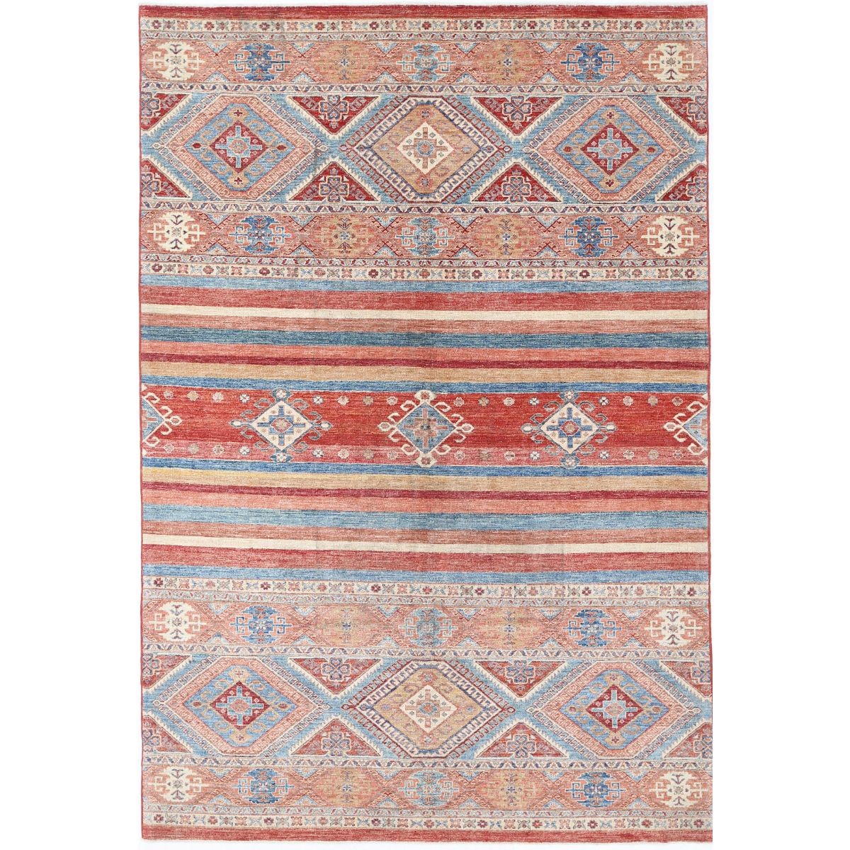 Khurjeen 7x10 Handmade Double Knotted Washable Wool Rug - Colorful