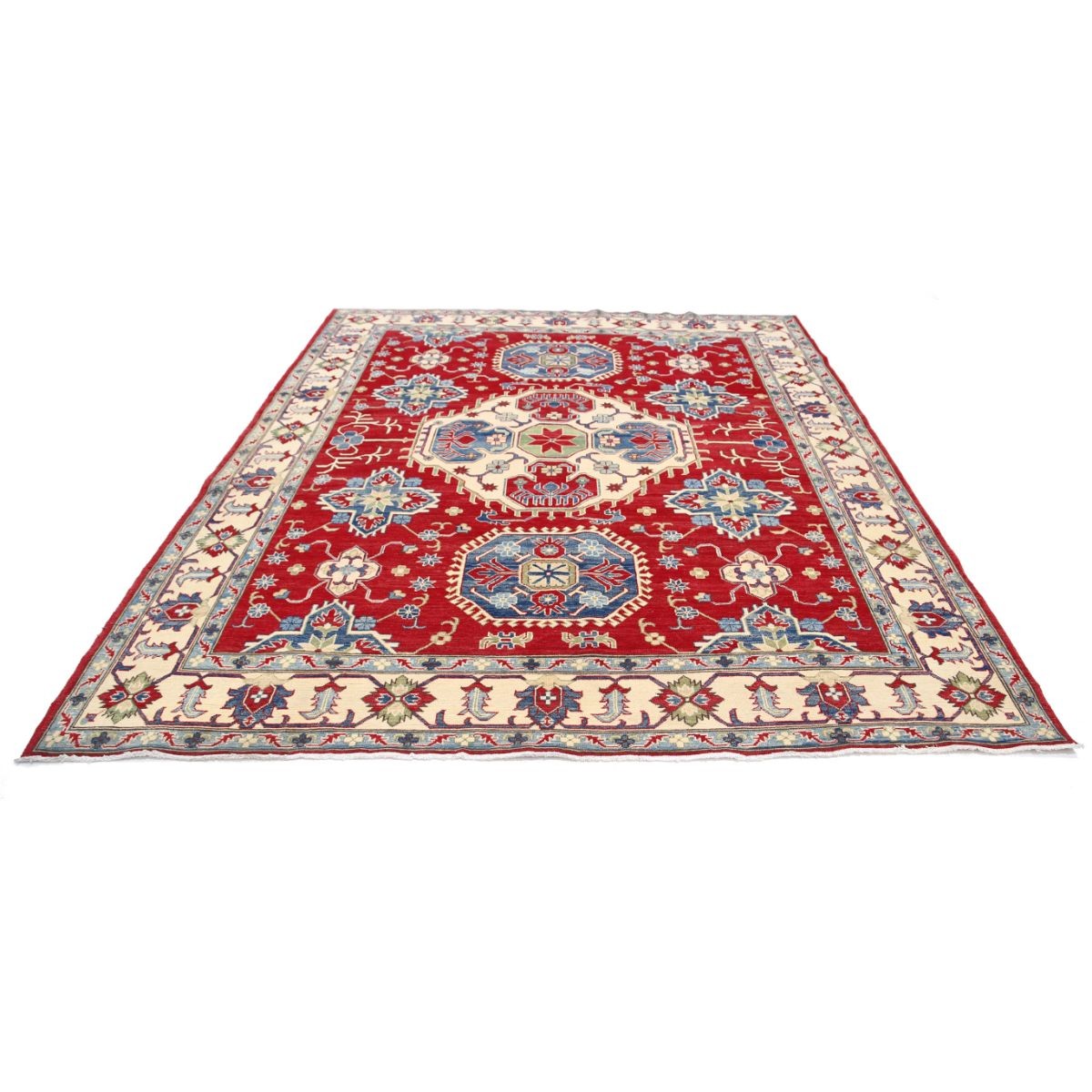 Kazak 8x10 Handmade Double Knotted Washable Wool Rug - Colorful