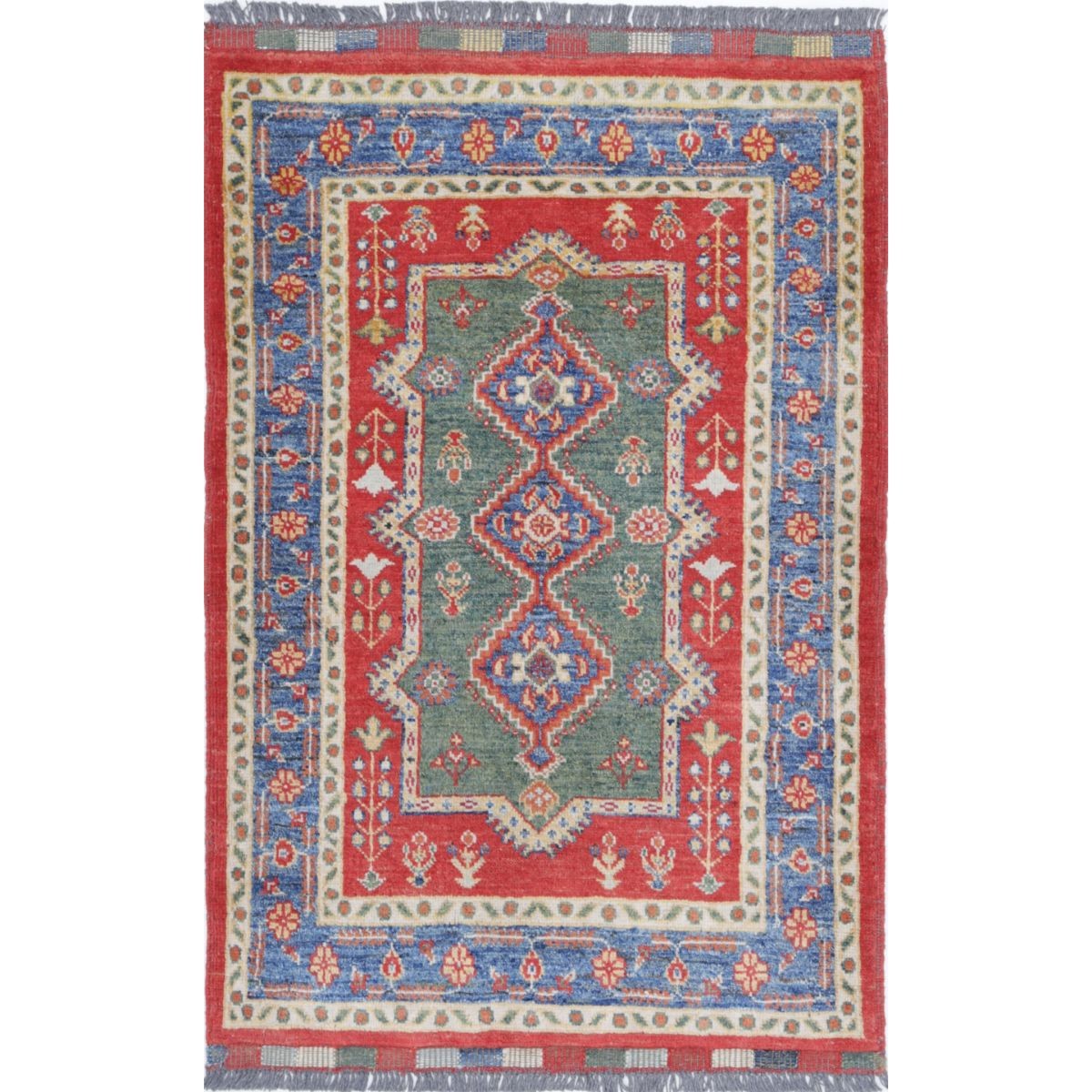 Revival 3x4 Handmade Double Knotted Washable Wool Rug - Colorful