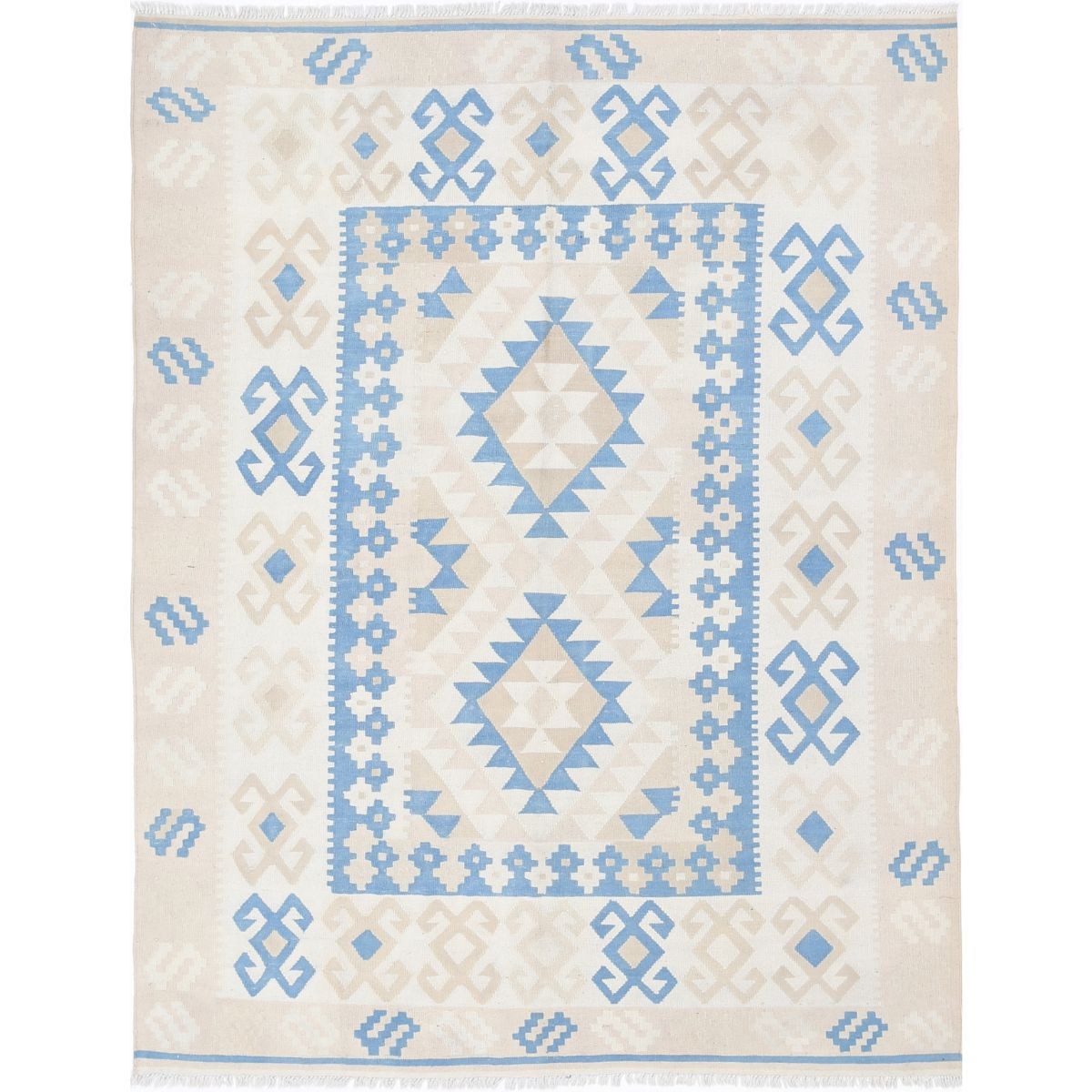 Kafkaas 5x7 Hand Woven Washable Wool Rug - Soft Hues