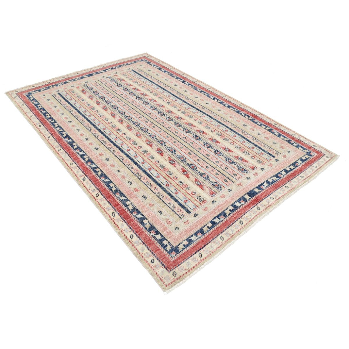 Shaal 6x8 Handmade Double Knotted Washable Wool Rug - Colorful