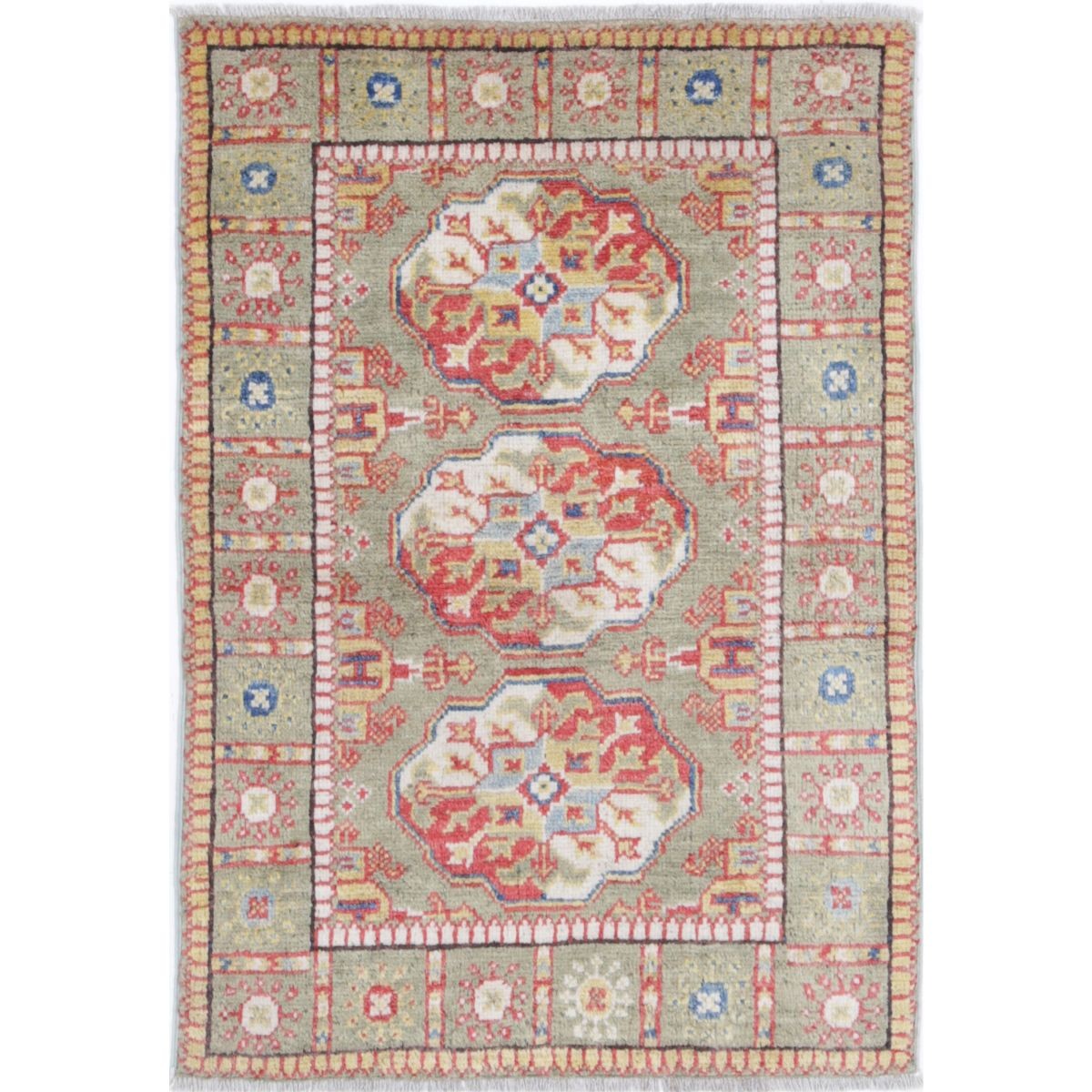 Revival 2x3 Handmade Double Knotted Washable Wool Rug - Colorful