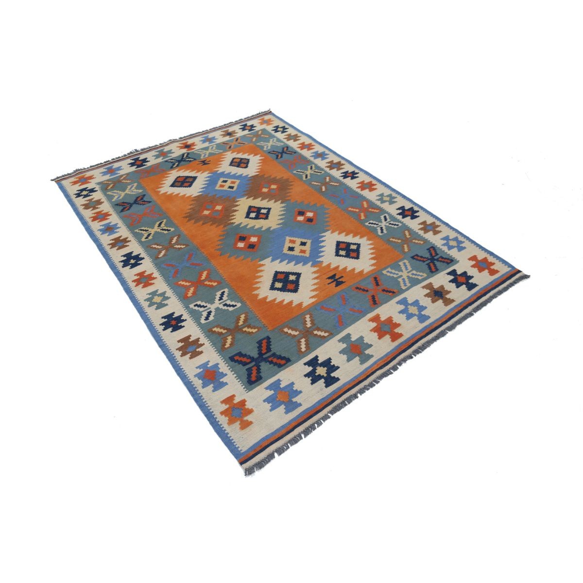 Kafkaas 5x7 Hand Woven Washable Wool Rug - Colorful