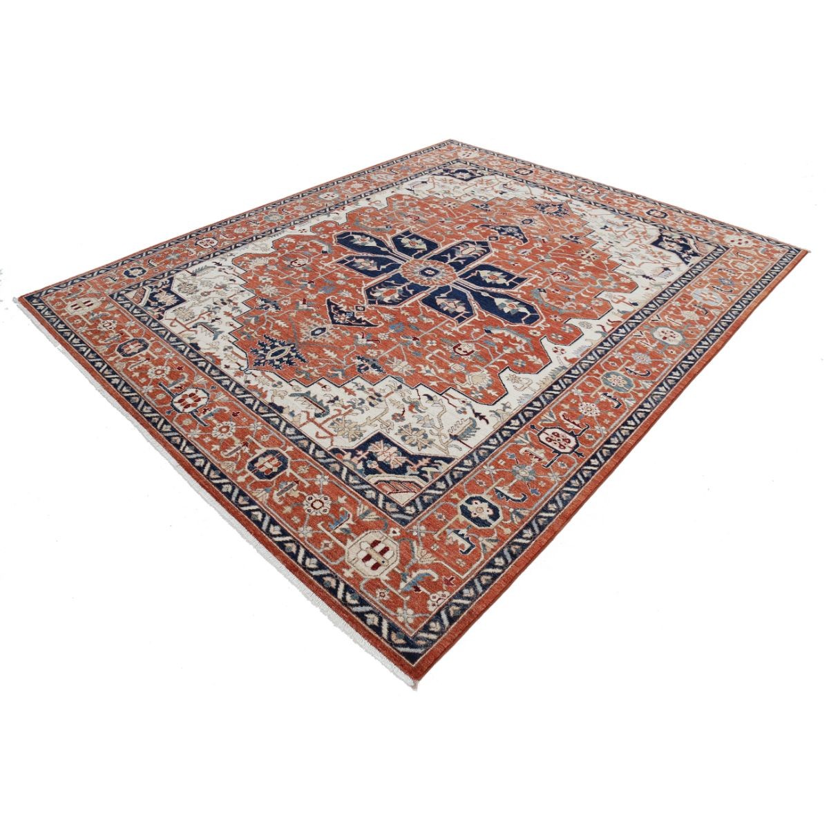 Heriz 8x10 Handmade Double Knotted Washable Wool Rug - Colorful