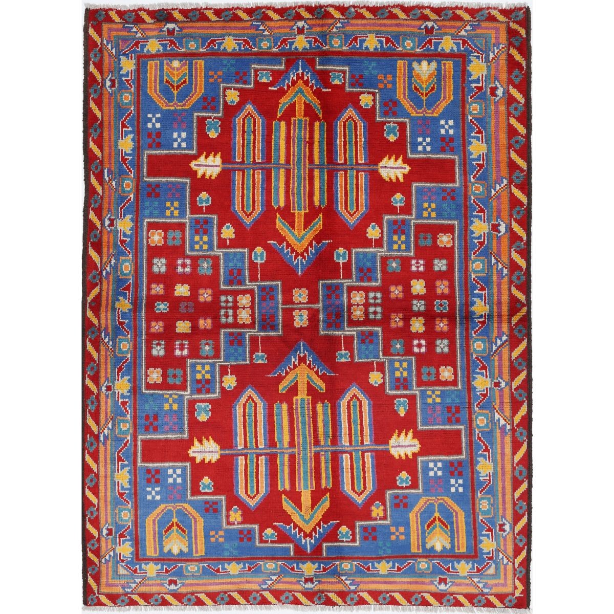 Revival 5x7 Handmade Double Knotted Washable Wool Rug - Colorful