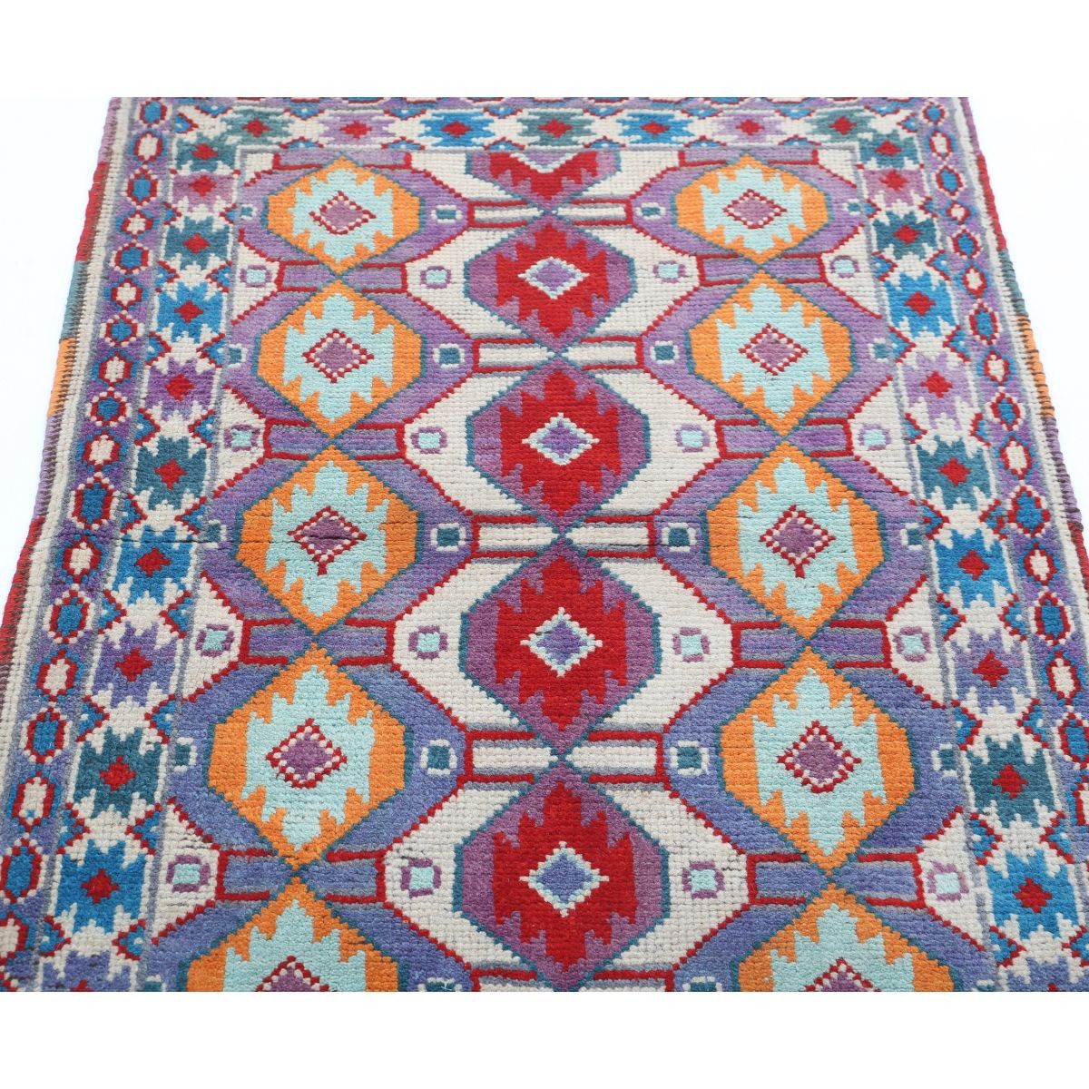 Revival 3x4 Handmade Double Knotted Washable Wool Rug - Colorful