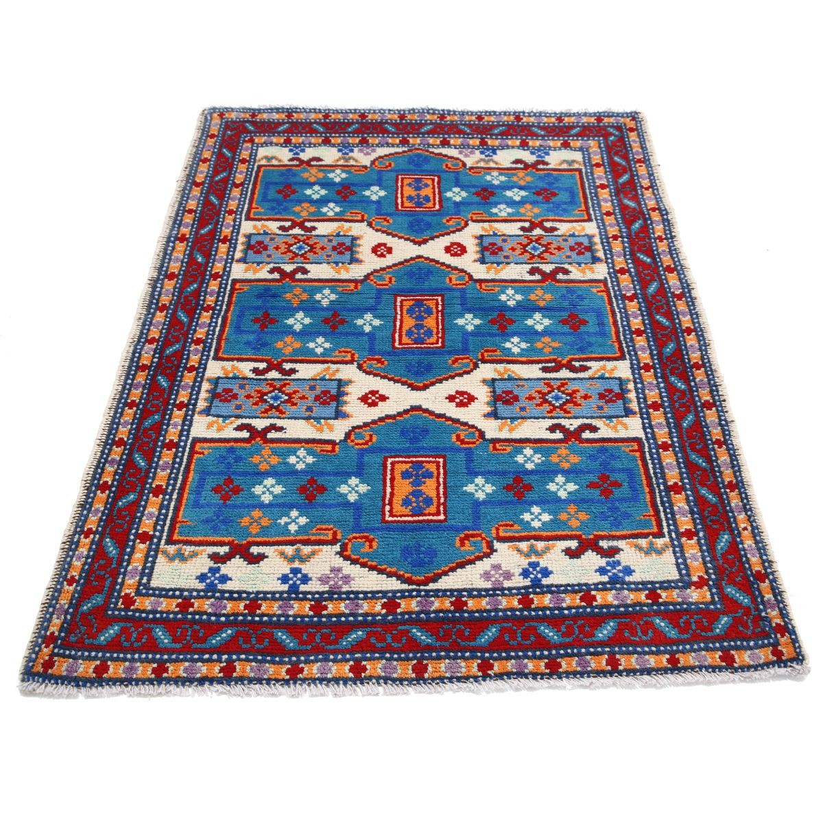 Revival 4x5 Handmade Double Knotted Washable Wool Rug - Colorful