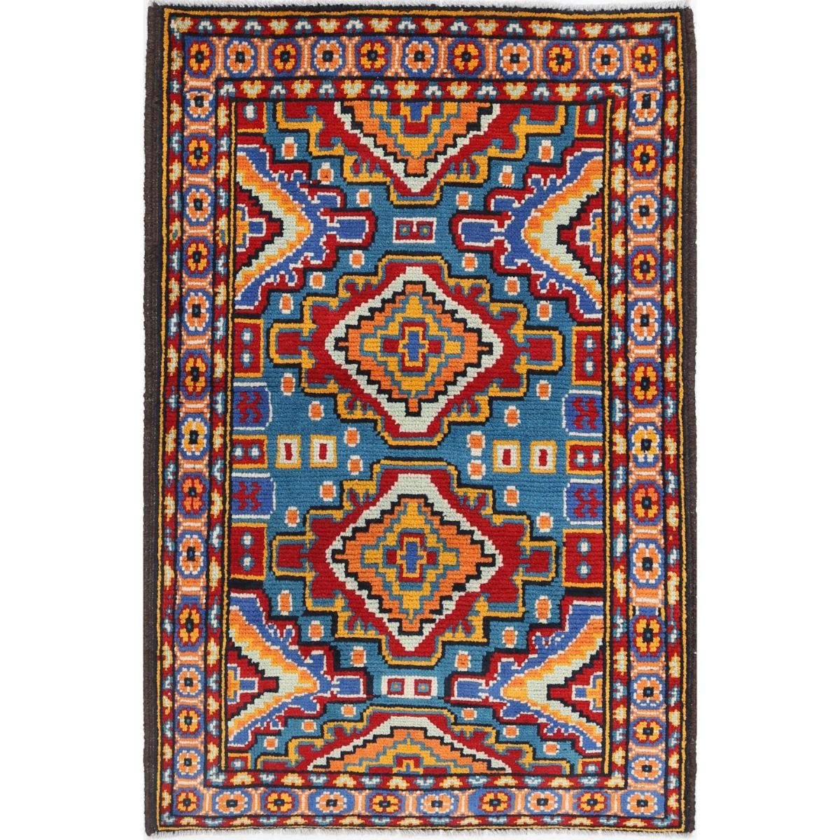 Revival 3x4 Handmade Double Knotted Washable Wool Rug - Colorful
