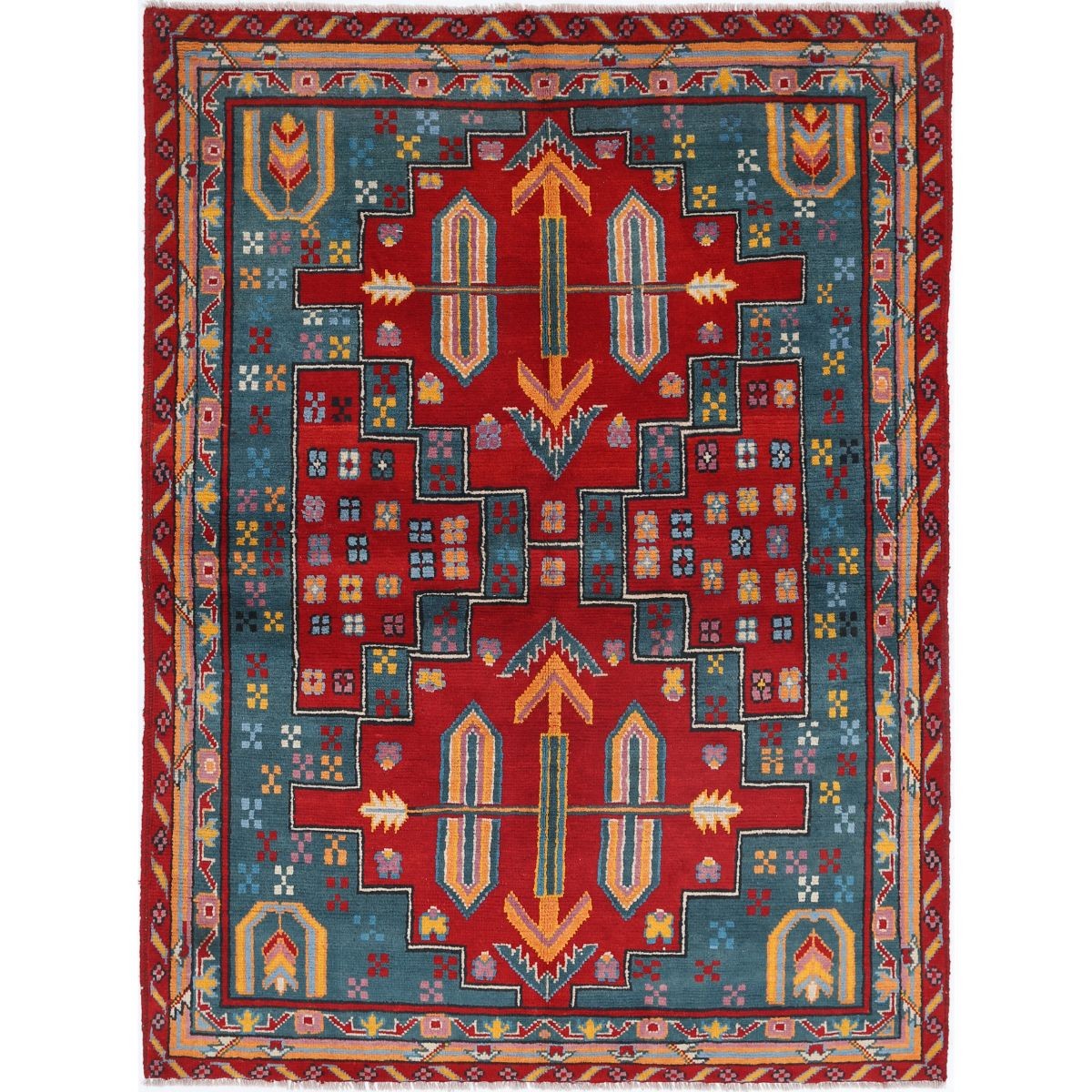 Revival 5x7 Handmade Double Knotted Washable Wool Rug - Colorful