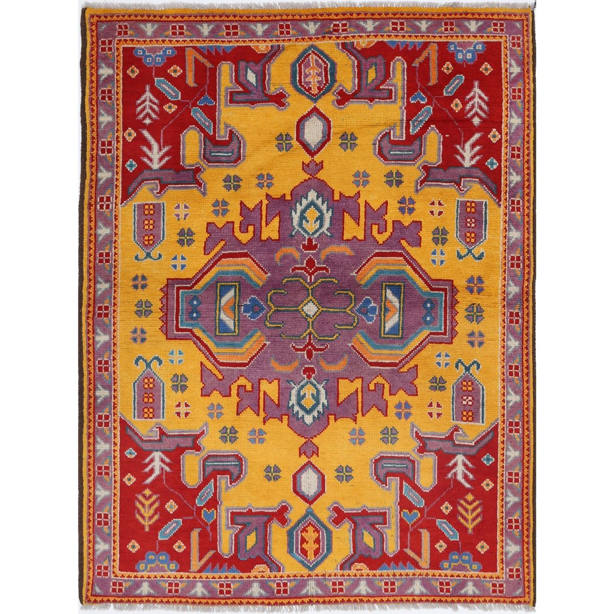 Revival 5x7 Handmade Double Knotted Washable Wool Rug - Colorful