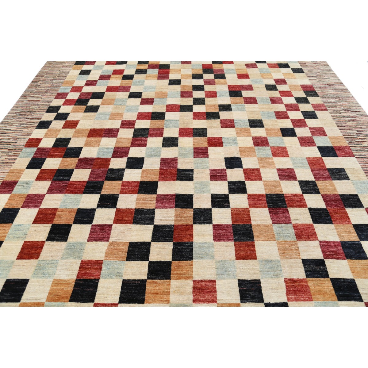 Modcar 10x13 Handmade Double Knotted Washable Wool Rug - Colorful