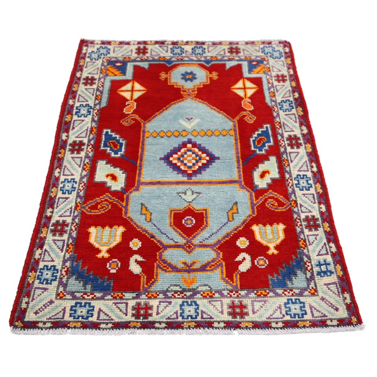 Revival 3x4 Handmade Double Knotted Washable Wool Rug - Colorful