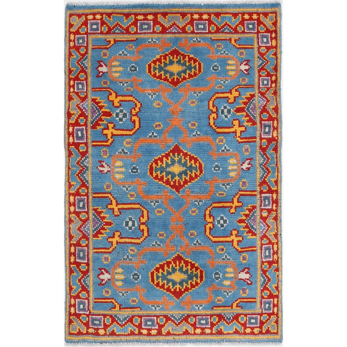 Revival 2x4 Handmade Double Knotted Washable Wool Rug - Colorful