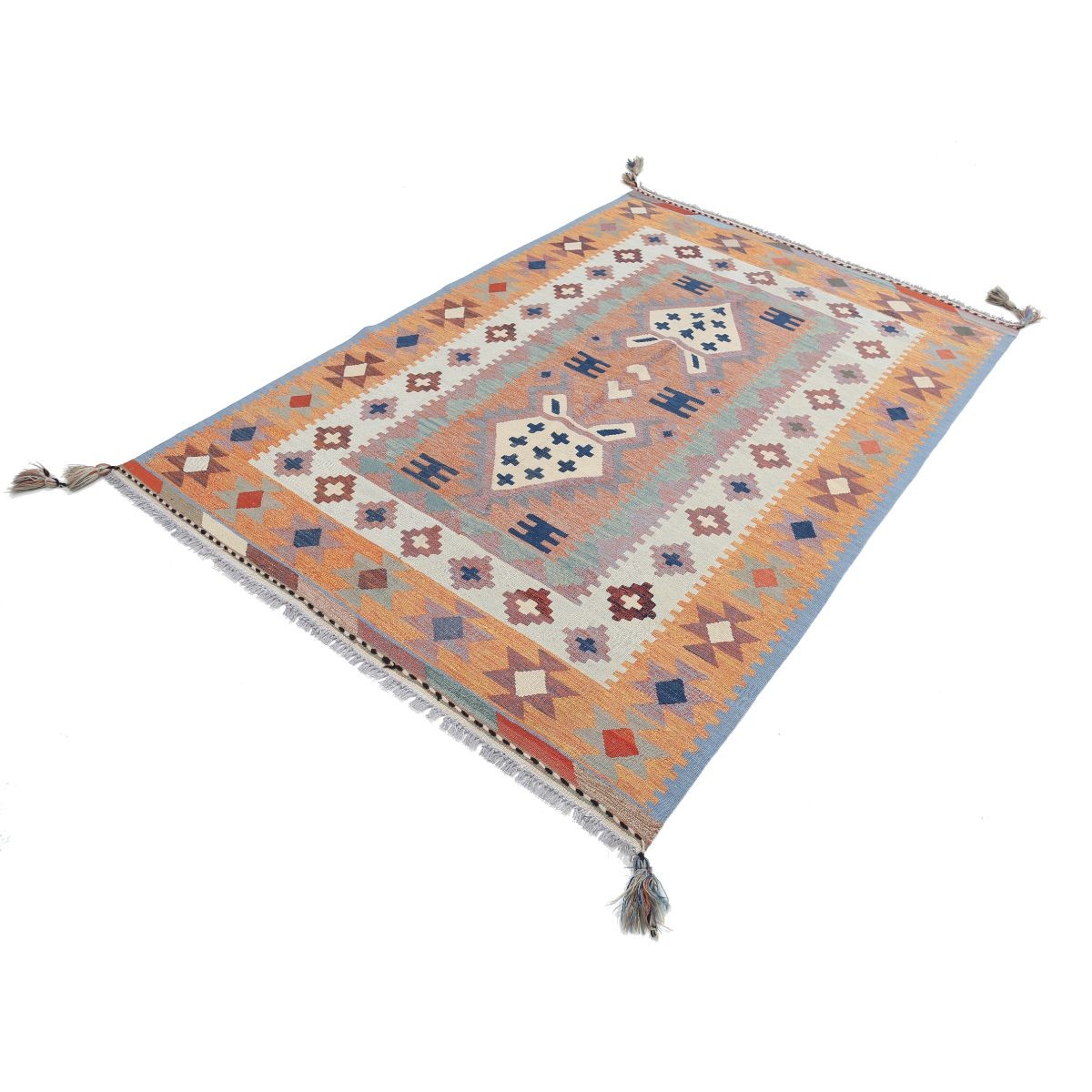 Kafkaas 5x7 Hand Woven Washable Wool Rug - Colorful