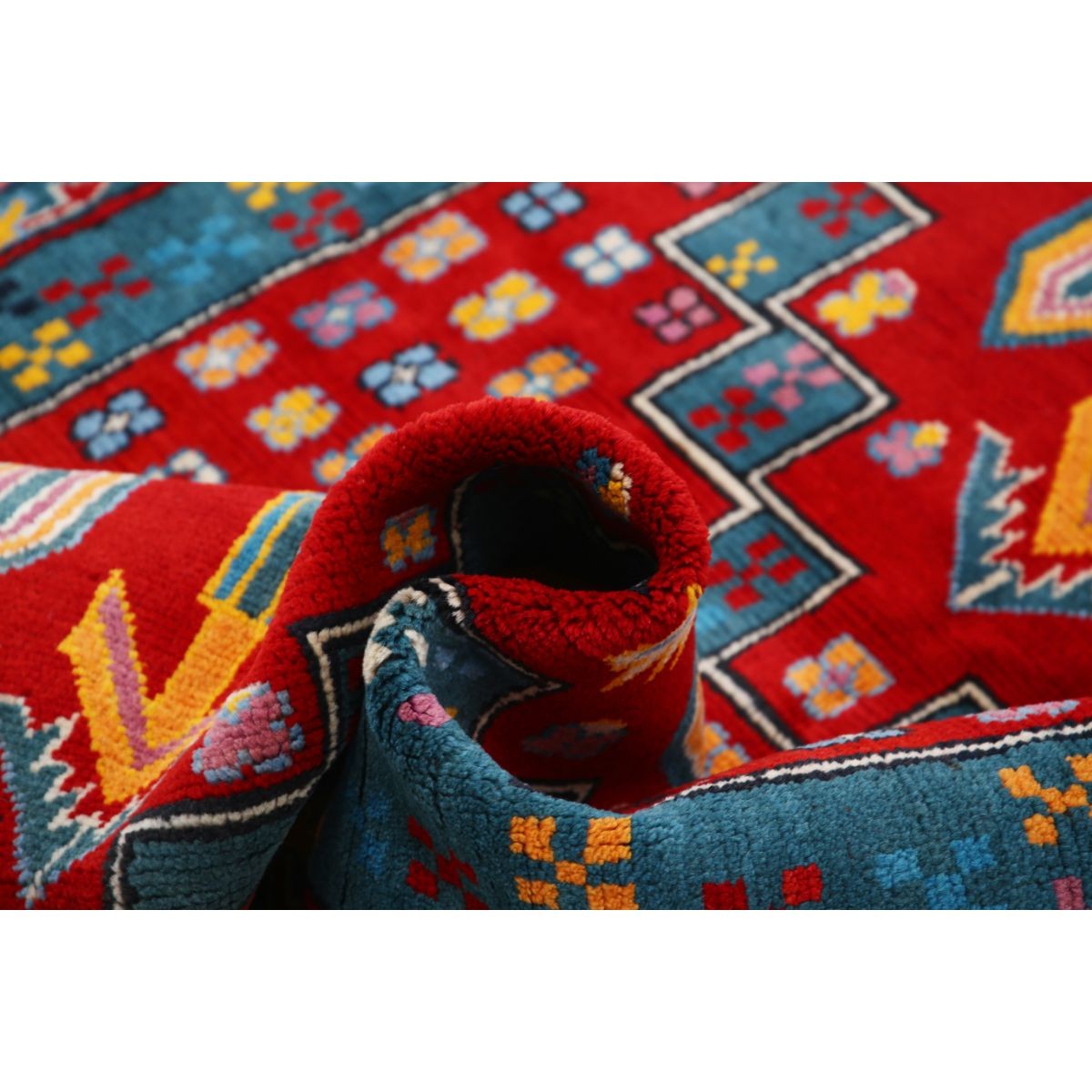 Revival 5x7 Handmade Double Knotted Washable Wool Rug - Colorful