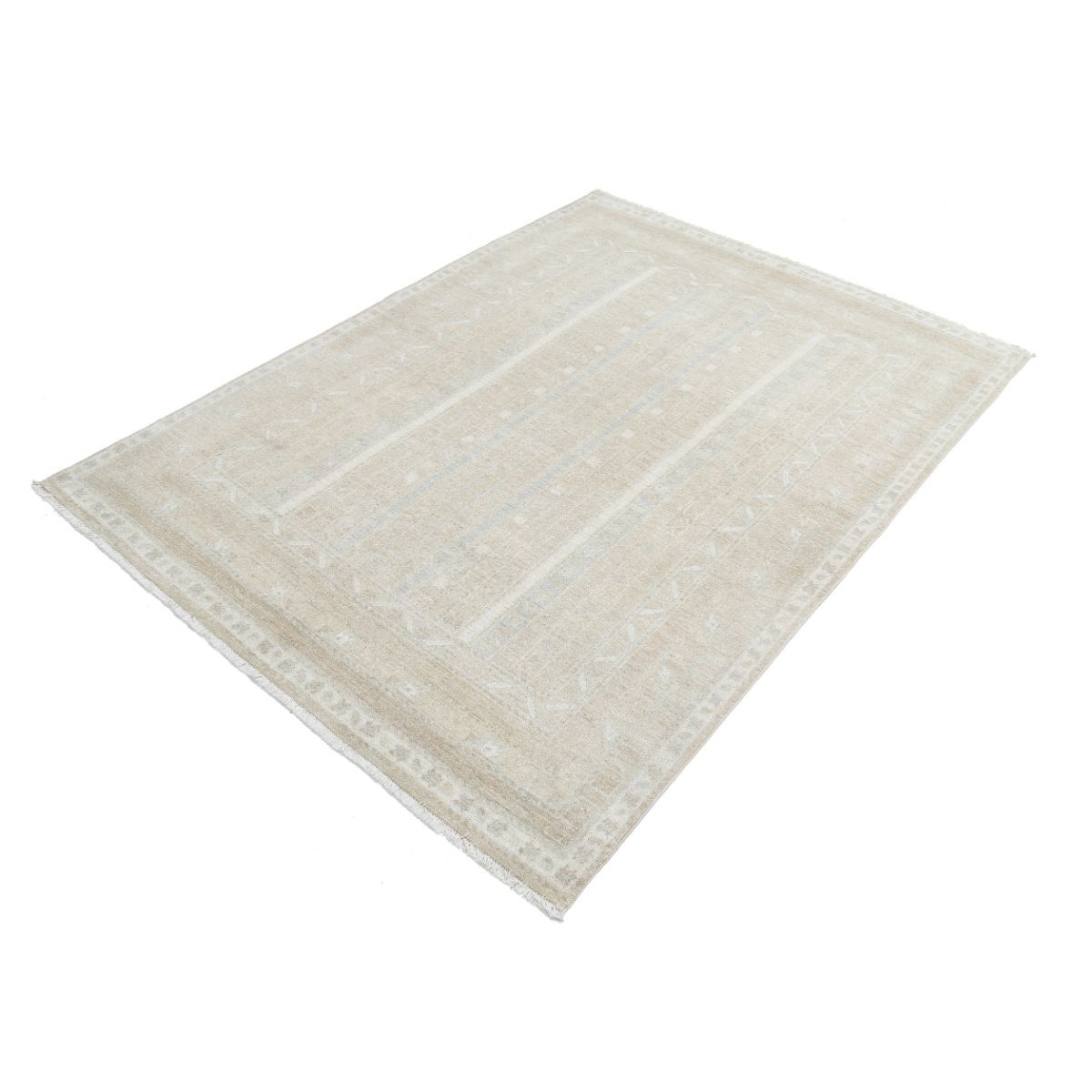 Shaal 5x7 Handmade Double Knotted Washable Wool Rug - Soft Hues