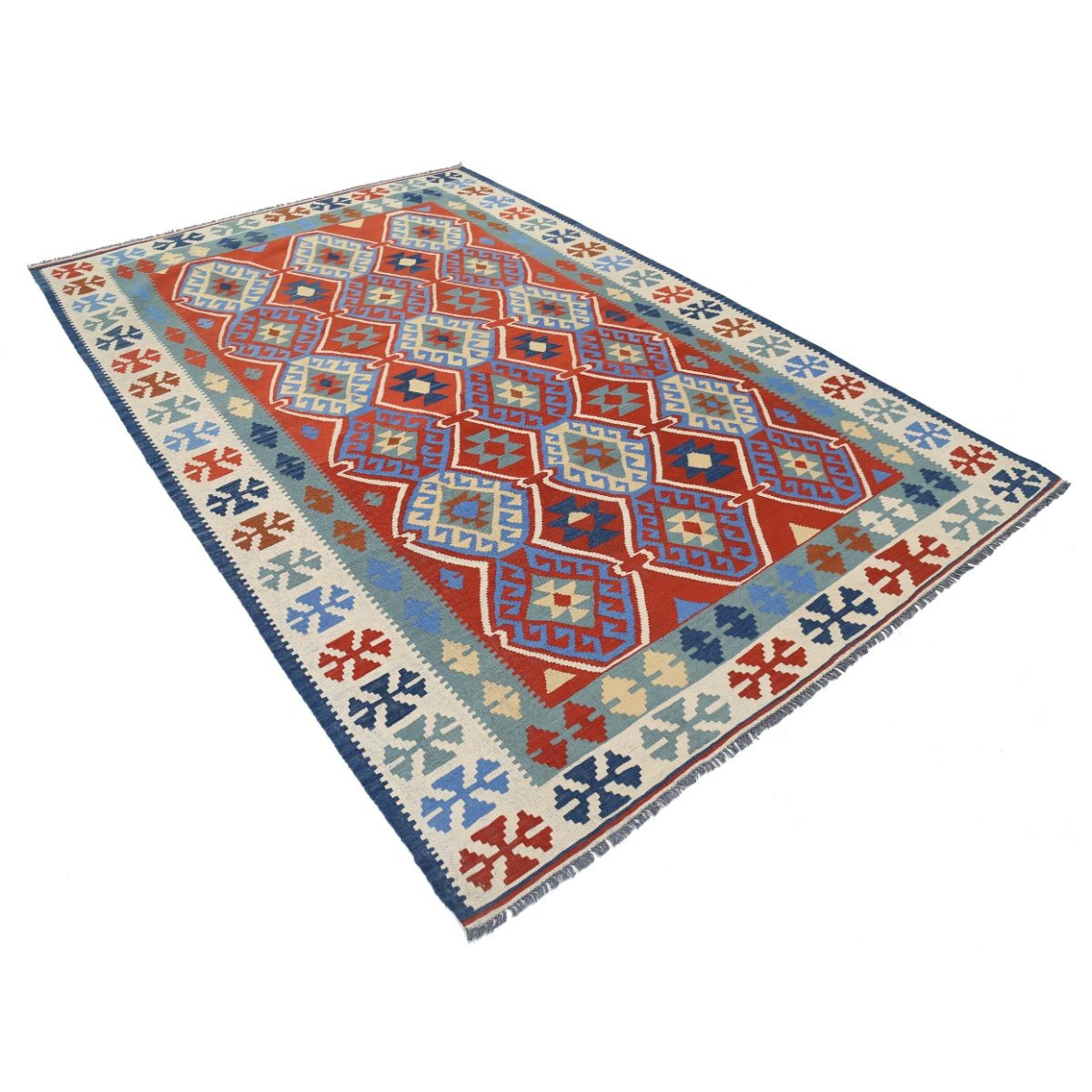 Kafkaas 7x10 Hand Woven Washable Wool Rug - Colorful