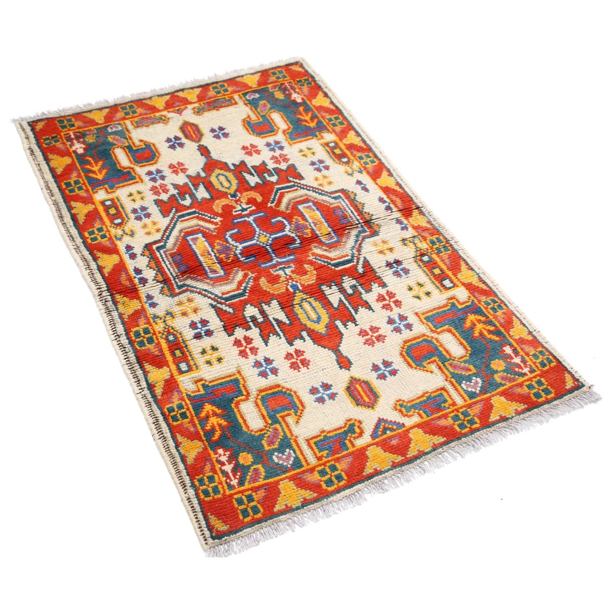 Revival 3x4 Handmade Double Knotted Washable Wool Rug - Colorful