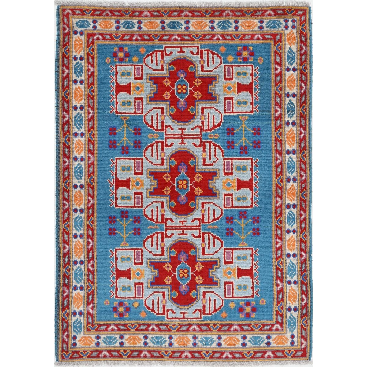 Revival 3x5 Handmade Double Knotted Washable Wool Rug - Colorful
