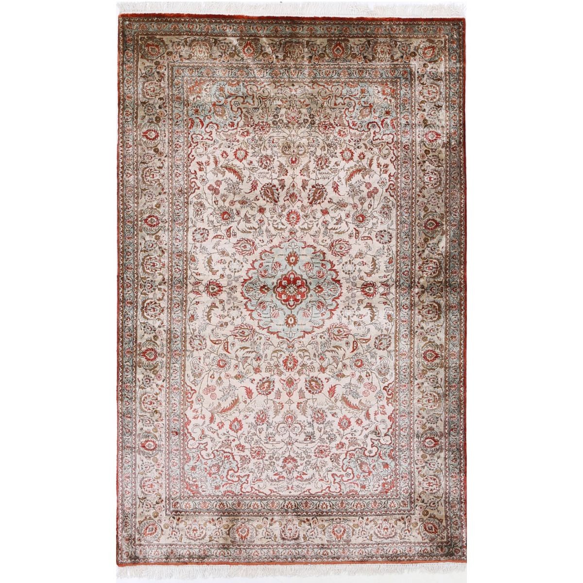 Qum 3x5 Handmade Double Knotted Washable Silk Rug - Colorful