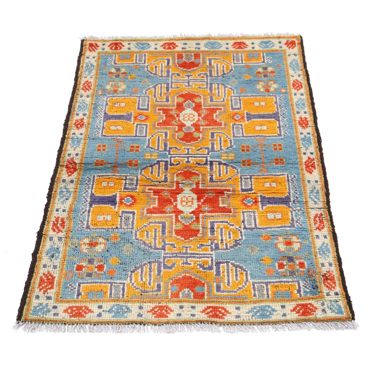Revival 3x4 Handmade Double Knotted Washable Wool Rug - Colorful