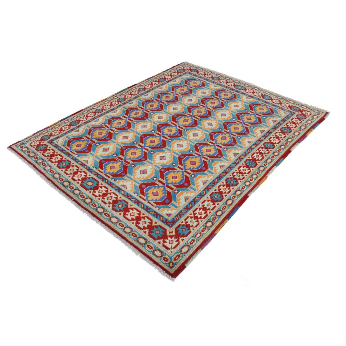Revival 5x6 Handmade Double Knotted Washable Wool Rug - Colorful
