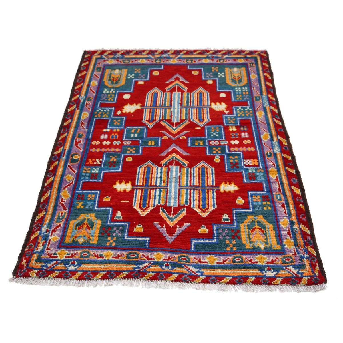 Revival 4x5 Handmade Double Knotted Washable Wool Rug - Colorful