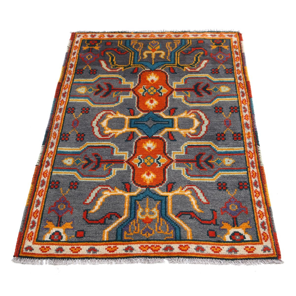Revival 3x4 Handmade Double Knotted Washable Wool Rug - Colorful